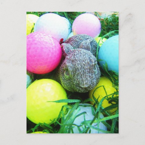 Easter Eggs Rabbit  Golf Balls Holiday Postcard