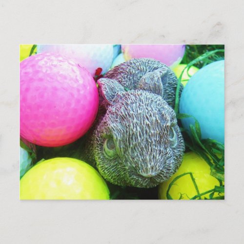 Easter Eggs Rabbit  Golf Balls Holiday Postcard