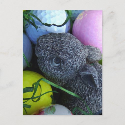 Easter Eggs Rabbit Golf Balls Holiday Postcard