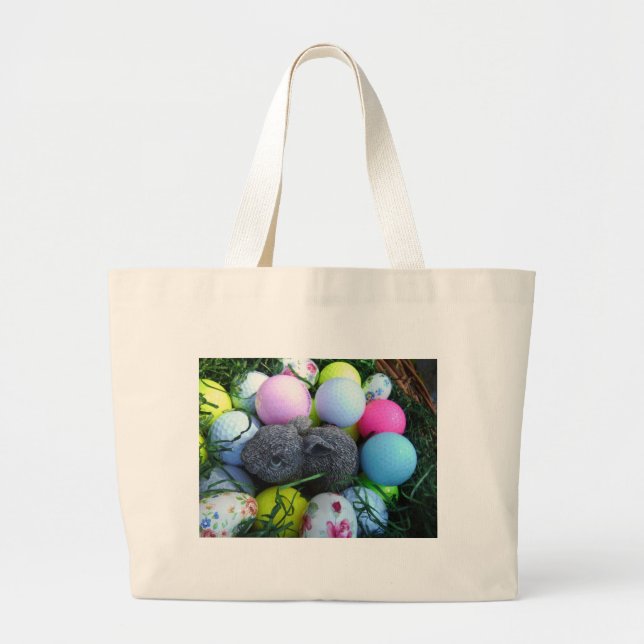 Easter Eggs, Rabbit Golf Balls Large Tote Bag (Front)