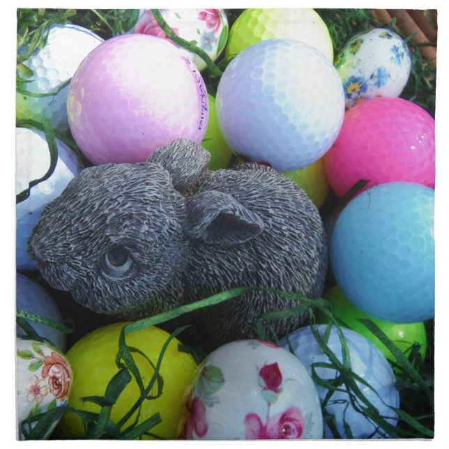 Easter Eggs, Rabbit Golf Balls Napkin (Front)