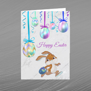Easter Eggs Rabbit  Holiday Card