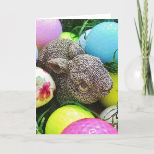 Easter Eggs Rabbit  pastel colored Golf Balls Holiday Card