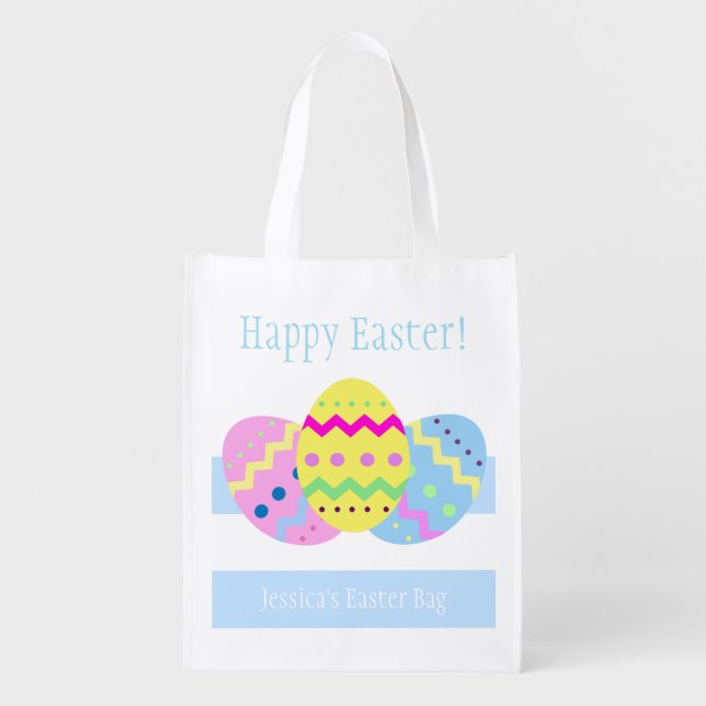 Easter Eggs Reusable Grocery Bag (Front)