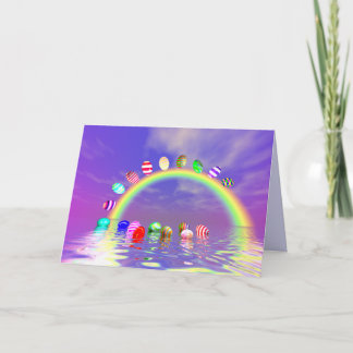 Easter Eggs Ride on a Rainbow Holiday Card