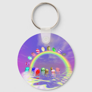 Easter Eggs Ride on a Rainbow Keychain