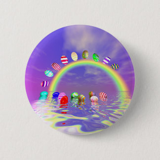 Easter Eggs Ride on a Rainbow Pinback Button