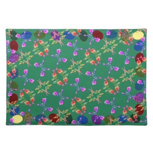 Easter Eggs Rose Patterned Cloth Placemat