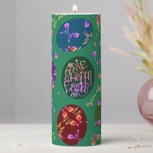 Easter Eggs Rose Patterned  Tablecloth Pillar Candle