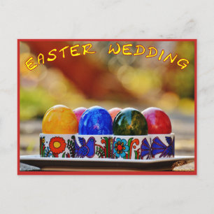 Easter eggs save the date postcard