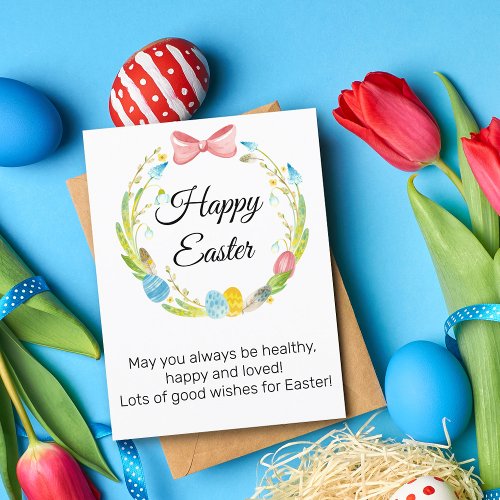 easter eggs spring colorful wreath holiday postcard