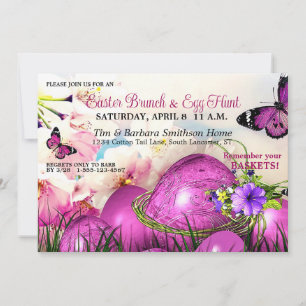 Easter Eggs, Spring Floral Easter Brunch Egg Hunt Invitation