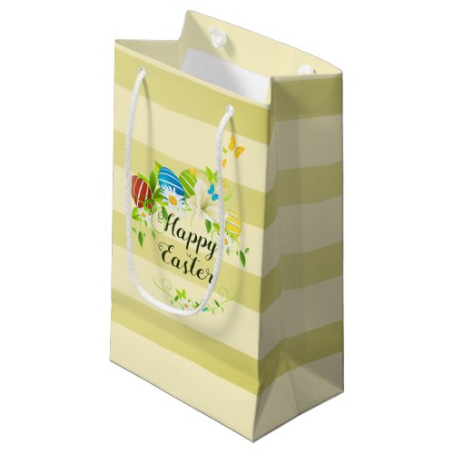 Easter Eggs Spring Flowers and Butterflies Wreath Small Gift Bag