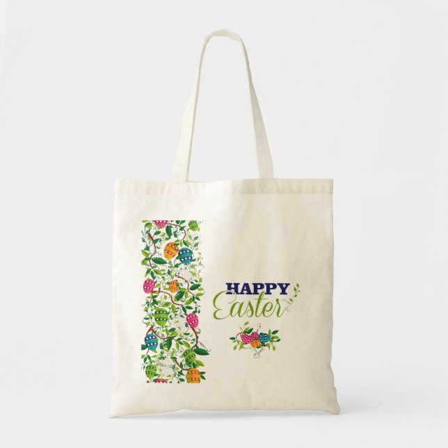Easter Eggs & Spring Flowers Design Tote Bag (Front)