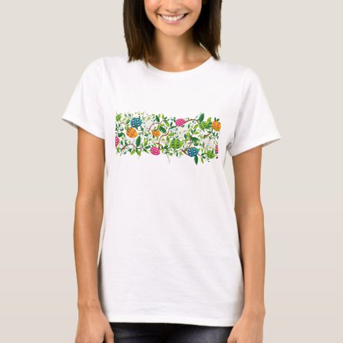 Easter Eggs  Spring Flowers Stripe T_Shirt