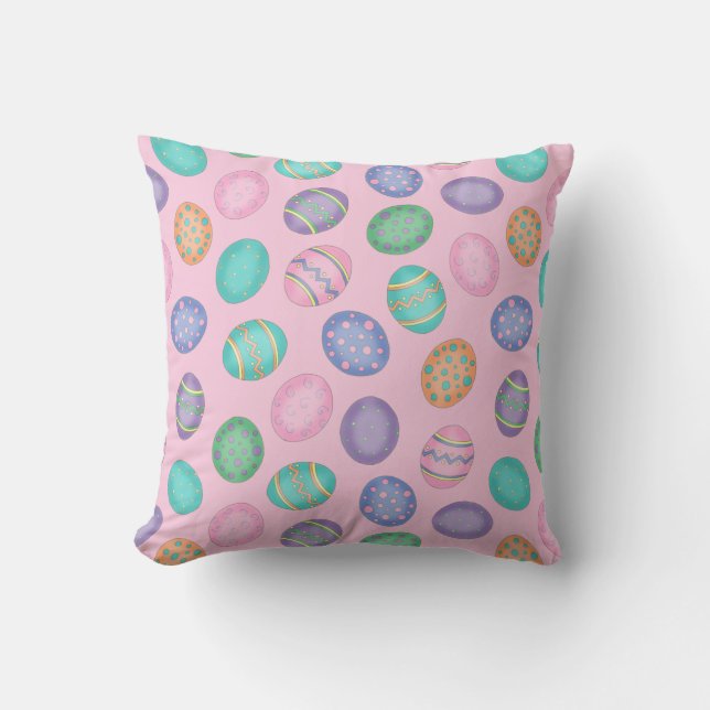 Easter Eggs Throw Pillow (Front)