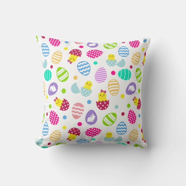 Easter Eggs Throw Pillow (Front)