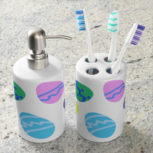 Easter Eggs Toothbrush Holder & Soap Dispenser Set (Front)