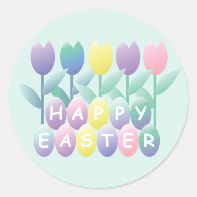 Easter Eggs Tulips Large Sticker (Front)