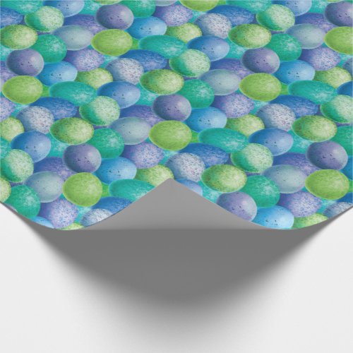 Easter Eggs Turquoise Green Purple Pattern Wrapping Paper
