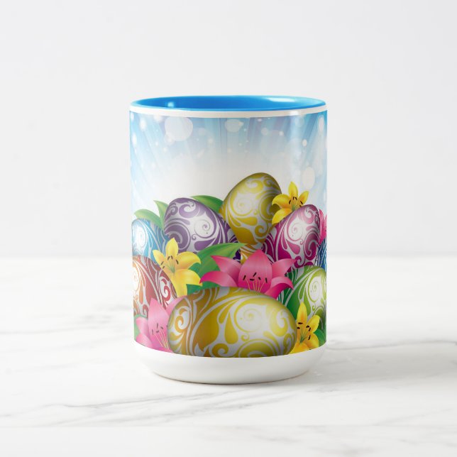 Easter Eggs Two-Tone Coffee Mug (Center)