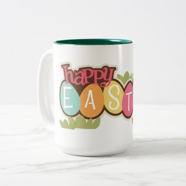 Easter Eggs Two-Tone Coffee Mug (Front Left)