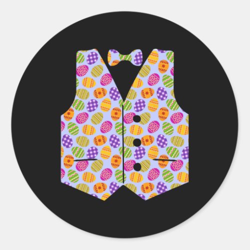 Easter Eggs Vest And Bow Tie Bunny Costume  Classic Round Sticker