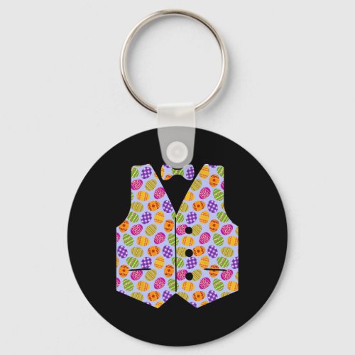 Easter Eggs Vest And Bow Tie Bunny Costume  Keychain