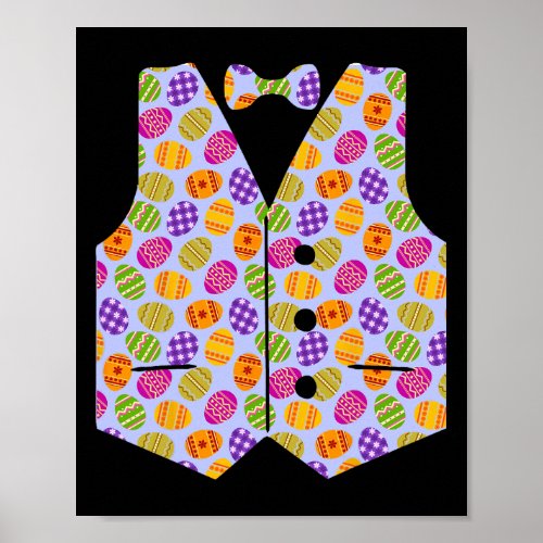 Easter Eggs Vest And Bow Tie Bunny Costume  Poster