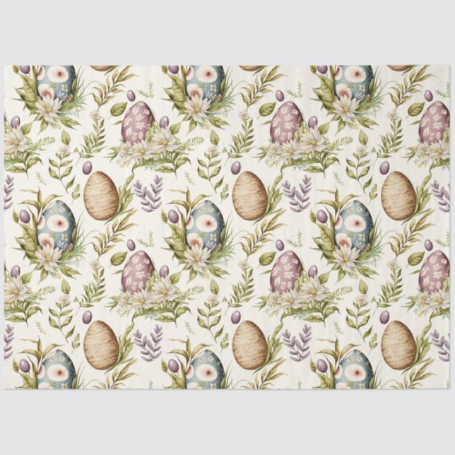 Easter eggs vintage nostalgic pattern No6 Tissue Paper (Front)