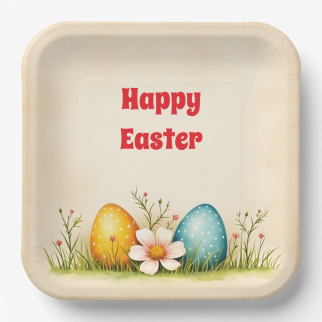 Easter Eggs Vintage Popular Collection Paper Plates (Front)