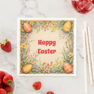 Easter Eggs Vintage Trendy Collection Paper Dinner Napkins