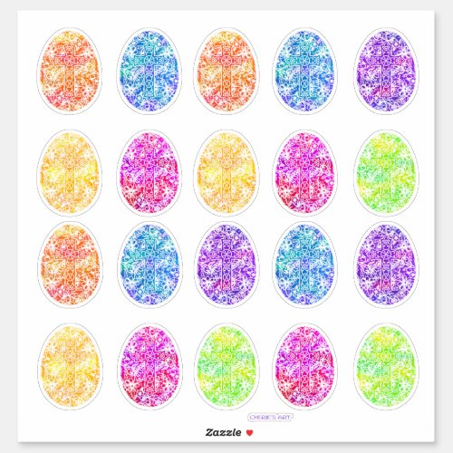 Easter Eggs Watercolor Crosses  Sticker