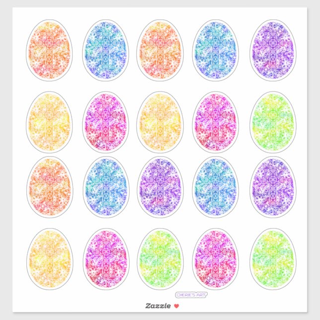 Easter Eggs Watercolor Crosses  Sticker (Sheet)