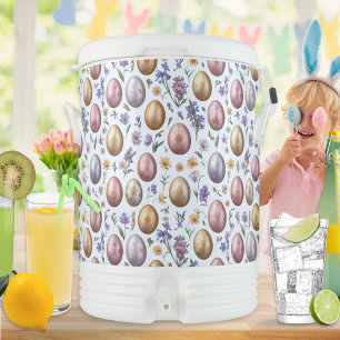 Easter Eggs Watercolor Pattern Spring Celebrations Beverage Cooler