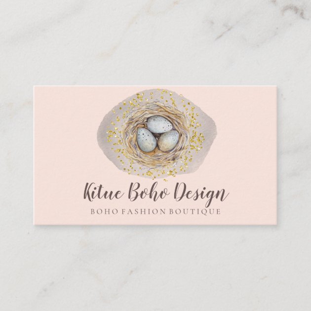 Easter Eggs Watercolor Pink Nest Business Card