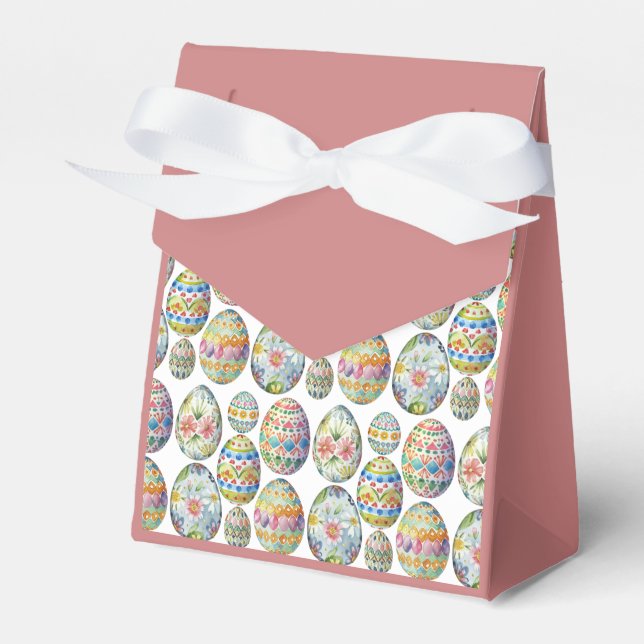 Easter Eggs Whimsical Colorful  Pattern Pink Favor Boxes (Front Side)