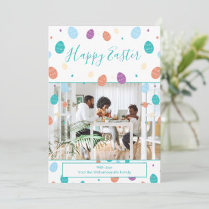 Easter Eggs Whimsical Teal Family Photo Holiday