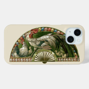 Easter Eggs with Chickens, Vintage Art Nouveau iPhone 15 Case