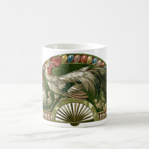 Easter Eggs with Chickens, Vintage Art Nouveau Coffee Mug