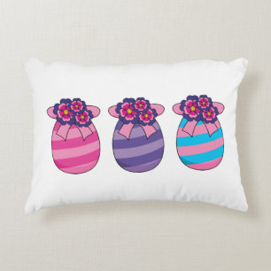 Easter Eggs with Flowers and Ribbon Accent Pillow