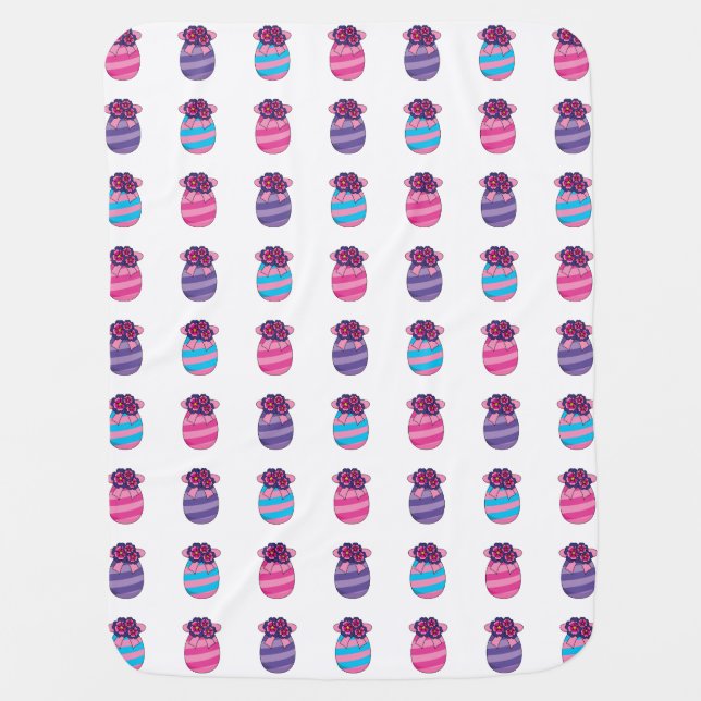 Easter Eggs with Flowers and Ribbon Baby Blanket (Front)