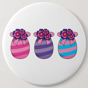 Easter Eggs with Flowers and Ribbon Button