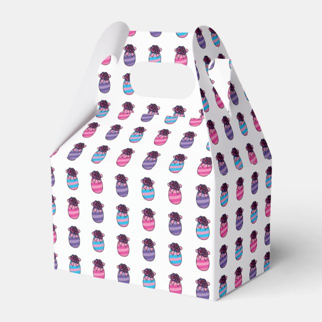 Easter Eggs with Flowers and Ribbon Favor Boxes (Front Side)