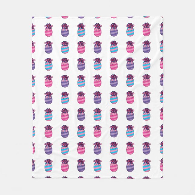 Easter Eggs with Flowers and Ribbon Fleece Blanket (Front)