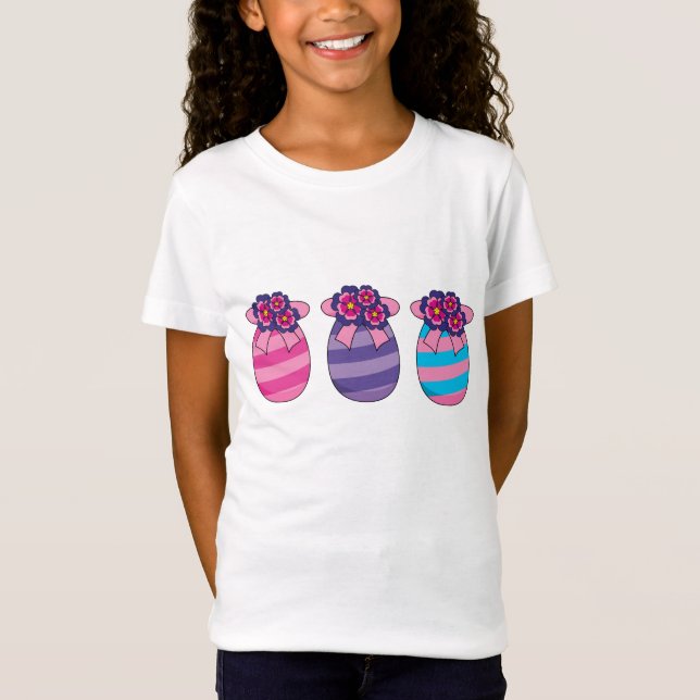 Easter Eggs with Flowers and Ribbon T-Shirt (Front)