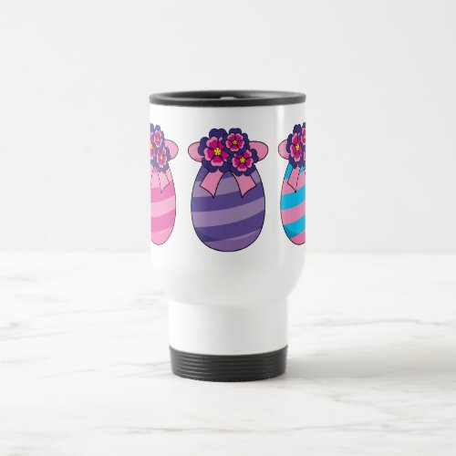 Easter Eggs with Flowers and Ribbon Travel Mug