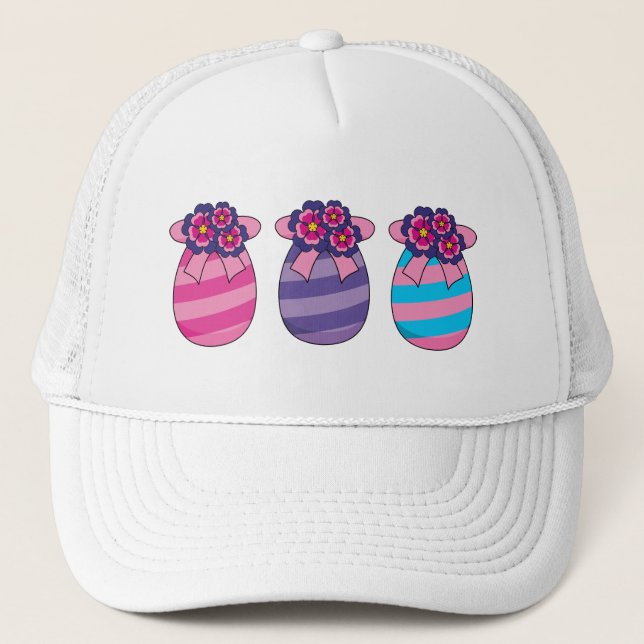 Easter Eggs with Flowers and Ribbon Trucker Hat (Front)