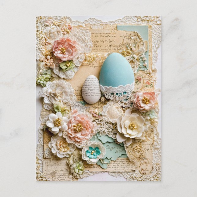 Easter Eggs with Flowers Holiday Postcard (Front)