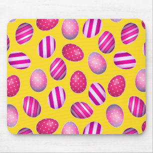 Easter Eggs Yellow and Pink Pattern Mouse Pad